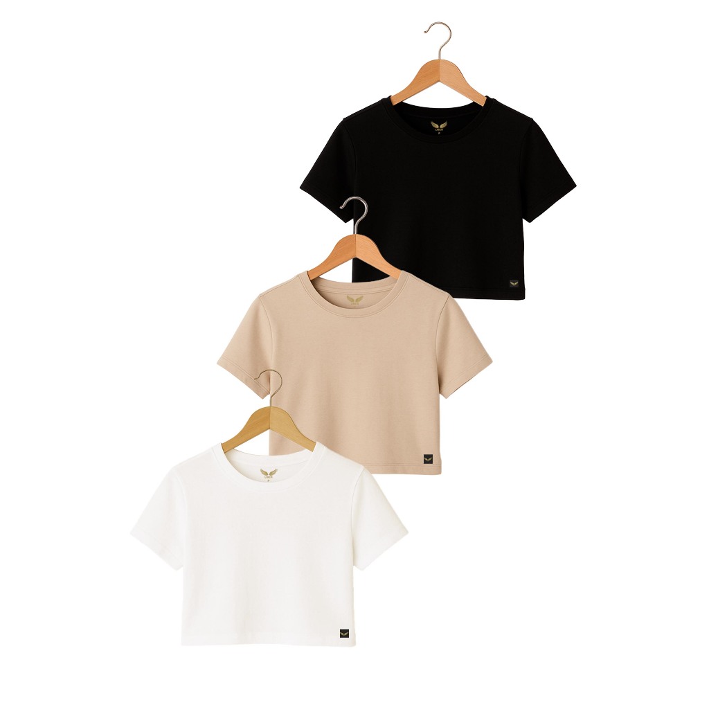 Kit 3 Peças Camiseta Feminina 100% Algodão Premium Cropped Básica De Malha Oversized Larguinha Tamanhos P/M/G/GG