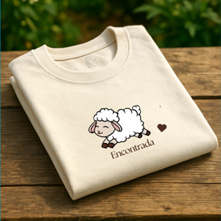 Camiseta T-Shirt 100% algodão Feminina Baby Look Moda Evangélica "Ovelha Encontrada" em Oferta na Shopee