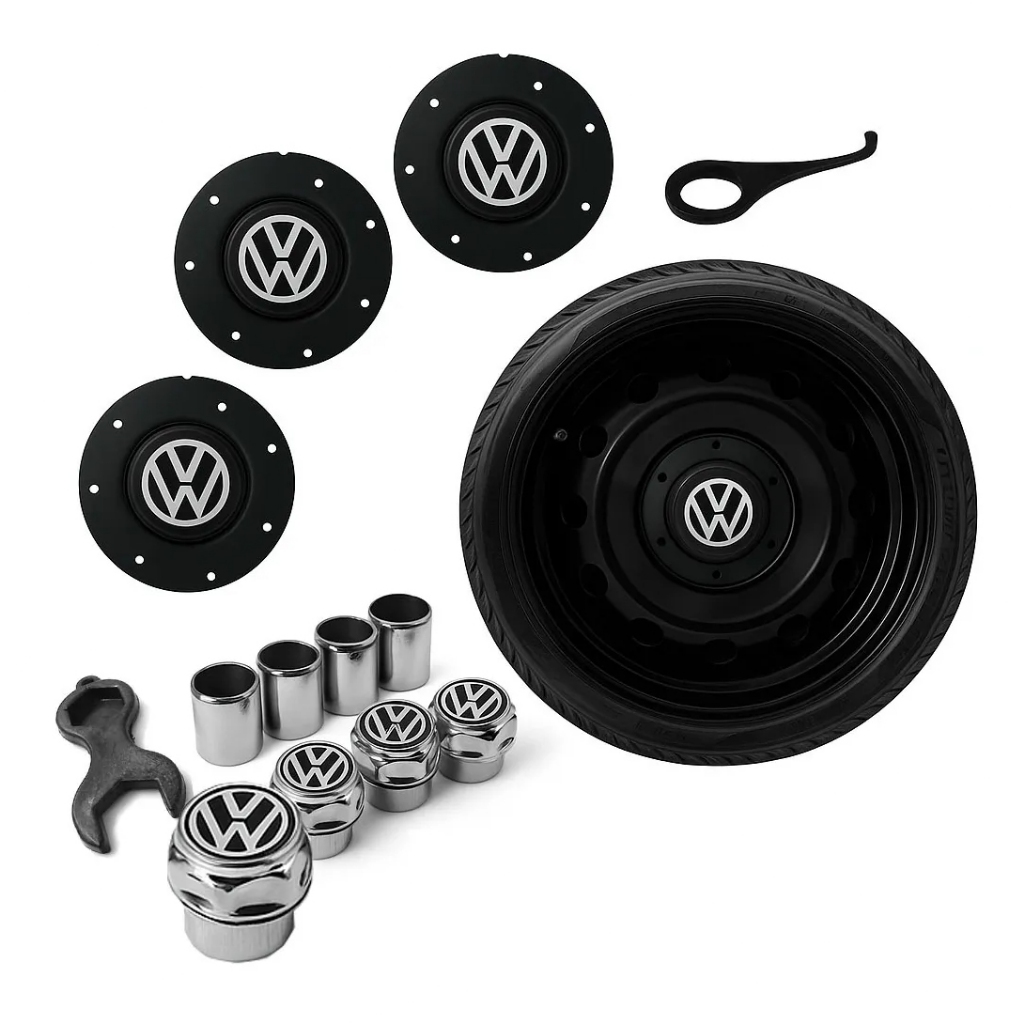 Kit Calota Centro De Roda + Bico Pneu Aro 13 14 15 Amarok