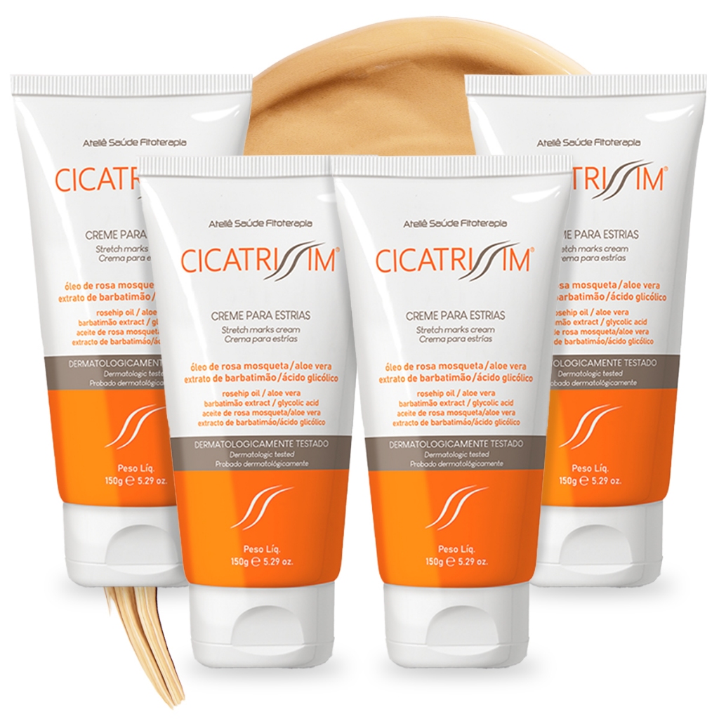 Kit 4 Unidades Creme Hidratante Redutor de Estrias Cicatrissim - Suaviza Estrias, Uniformiza e Firma Melhor a Pele - 150