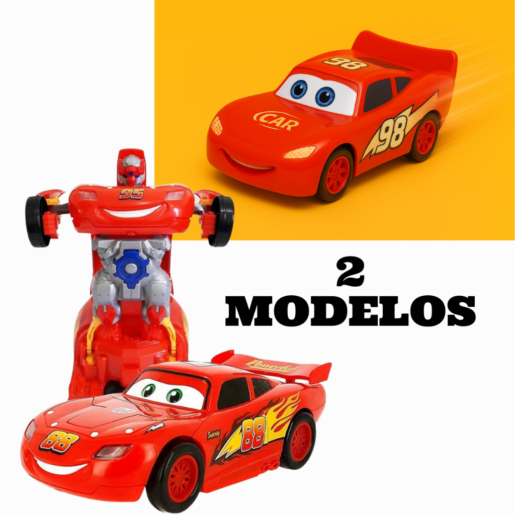 Carrinho Relâmpago Mcqueen Carros Vira Robô Som E Luzes em Oferta na Shopee