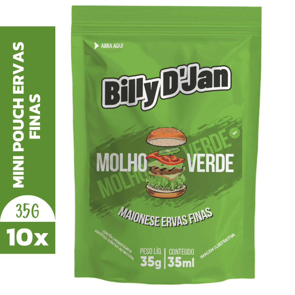 Maionese Temperada Verde Sabor Ervas Finas Billy D´Jan 35g - 10 Unidades | Lanches Delivery | Hamburguerias | Lanches em Oferta na Shopee