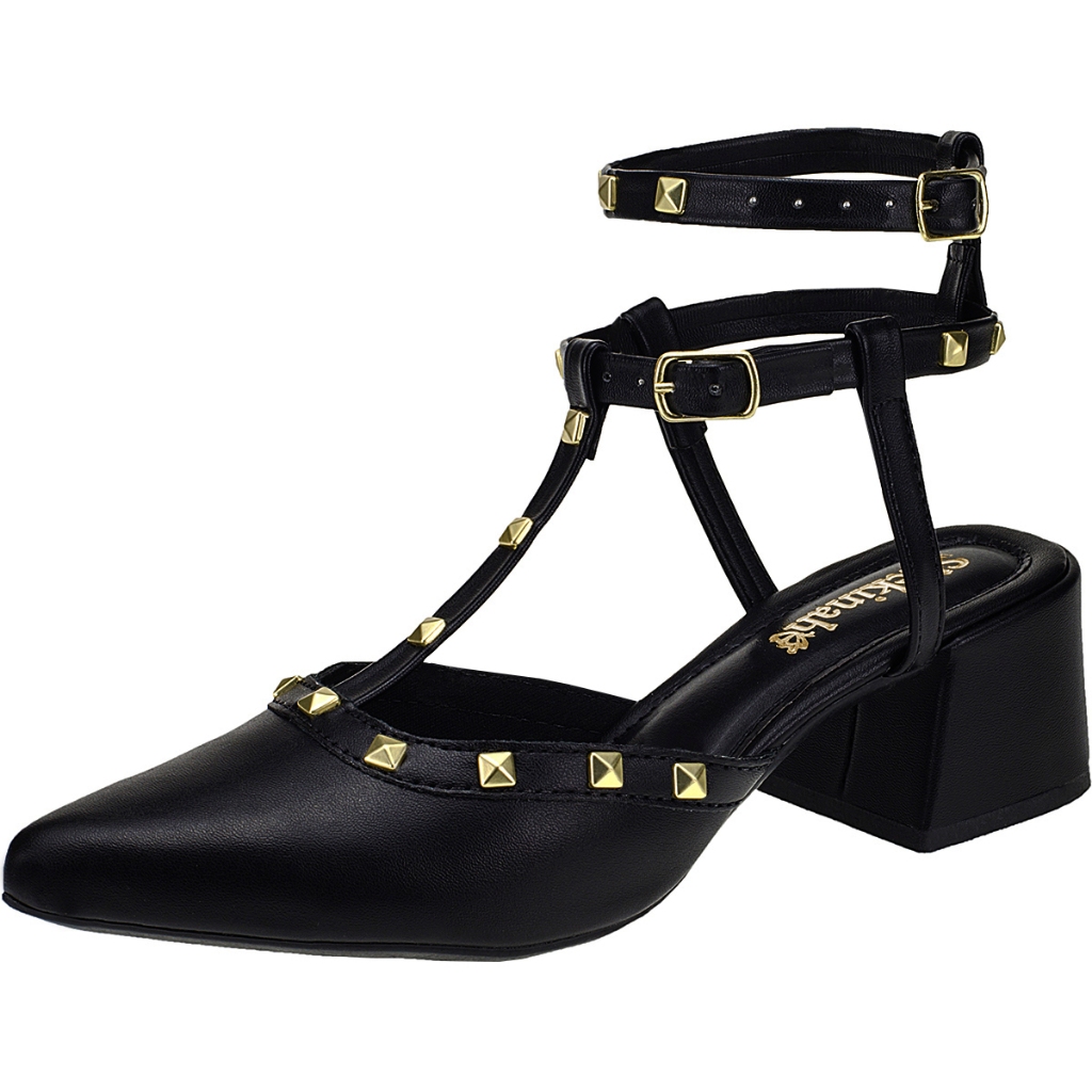 Sapato Scarpin Feminino Salto Bloco Shekinah Pirâmides Salomé Evangélica Spikes Cravinho Tachas Moda em Oferta na Shopee