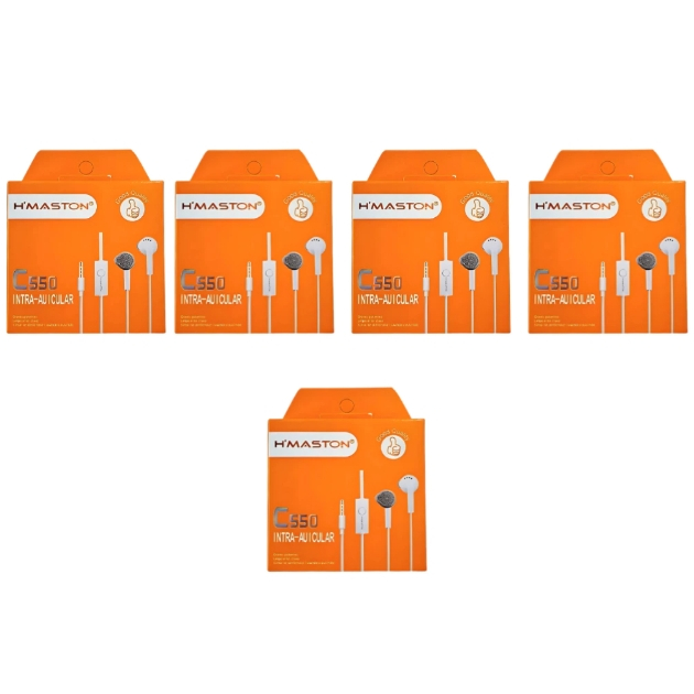 KIT 5 Fones de ouvido com fio P2 H´Maston C550 1,5 M - Intra Auricular
