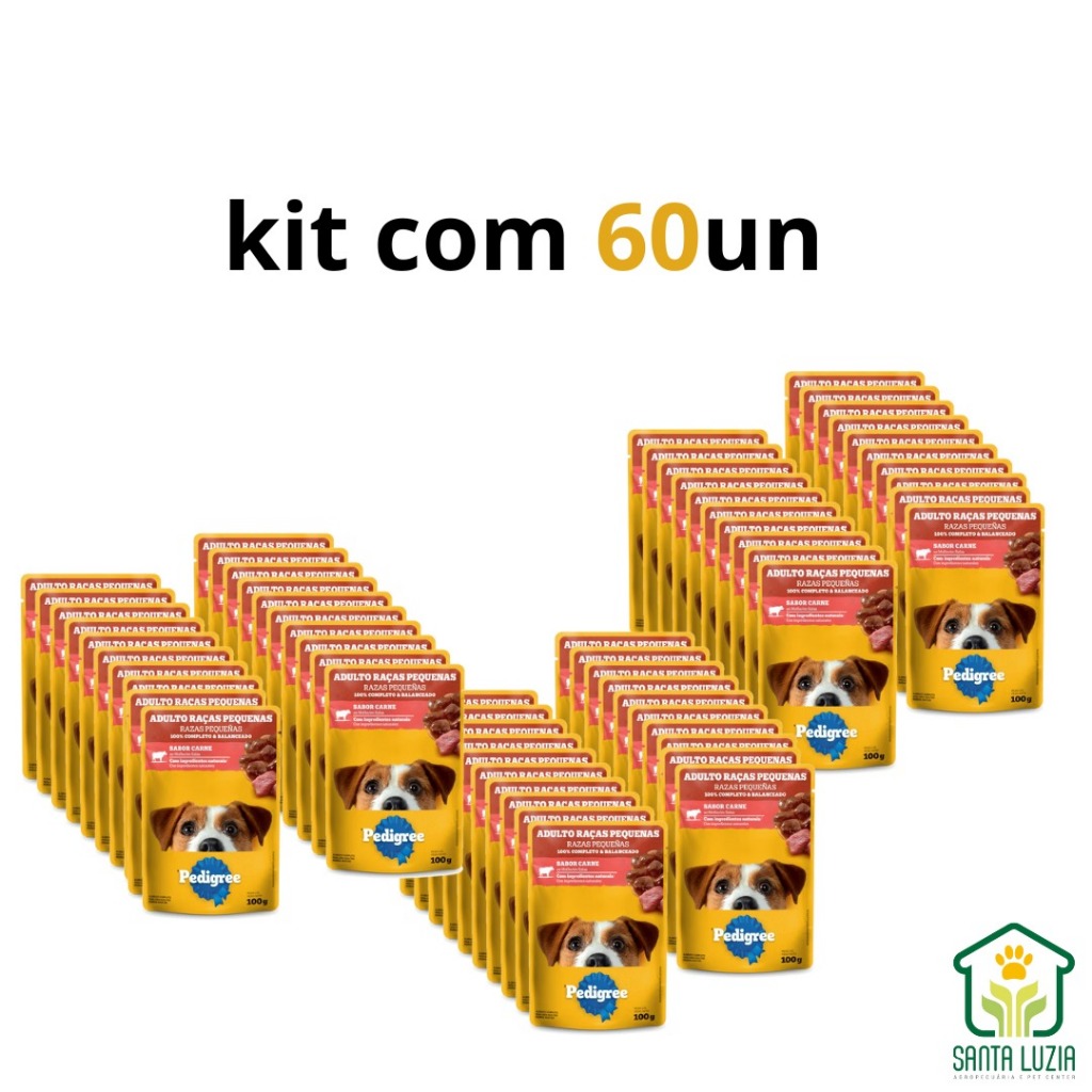 PEDIGREE SACHE PEQUENO PORTE KIT COM 60 UNIDADES em Oferta na Shopee