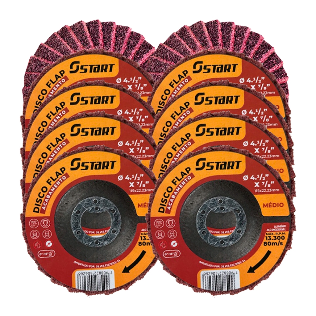 Disco De Lixa Flap Manta Abrasiva Para Acabamento Médio Aço Inox Lixadeira 10 Uni 4.1/2 Pol Start em Oferta na Shopee