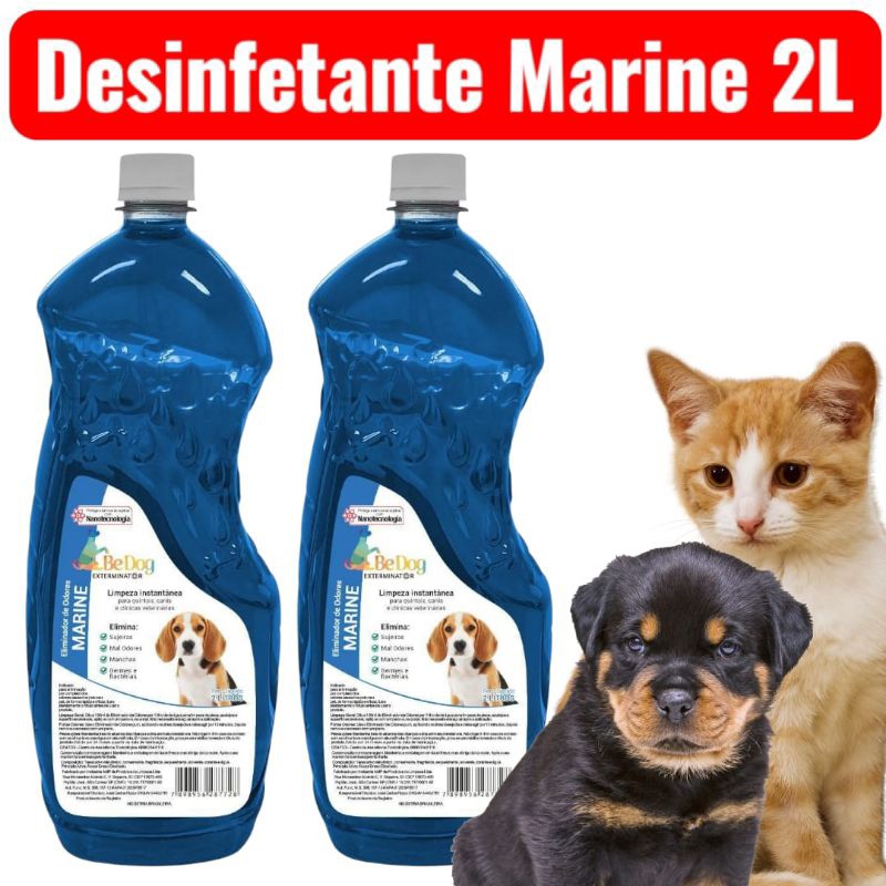 Kit 2 Desinfetantes Eliminador de Odores Para Cão e Gato-  2L cada - Marine - Be Dog