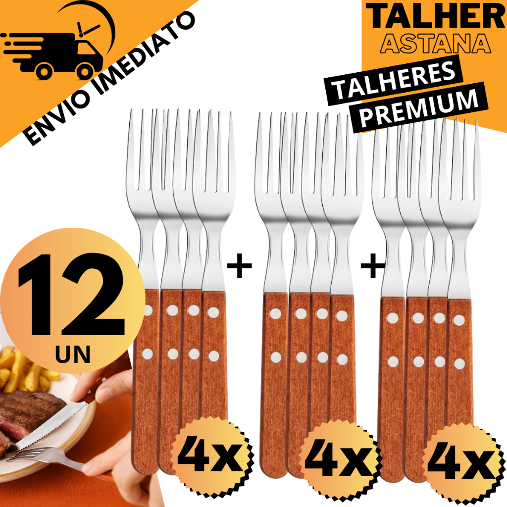 Jogo De Talheres Com 12 Peças De Madeira Talher Garfo Cozinha Casa Jantar Almoço Astana Decoração