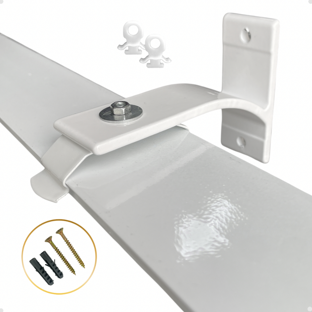 Trilho Suiço Max Duplo  Cortina Wave Kit Instalação Parede Deslizante - 1,0m até 5,0m