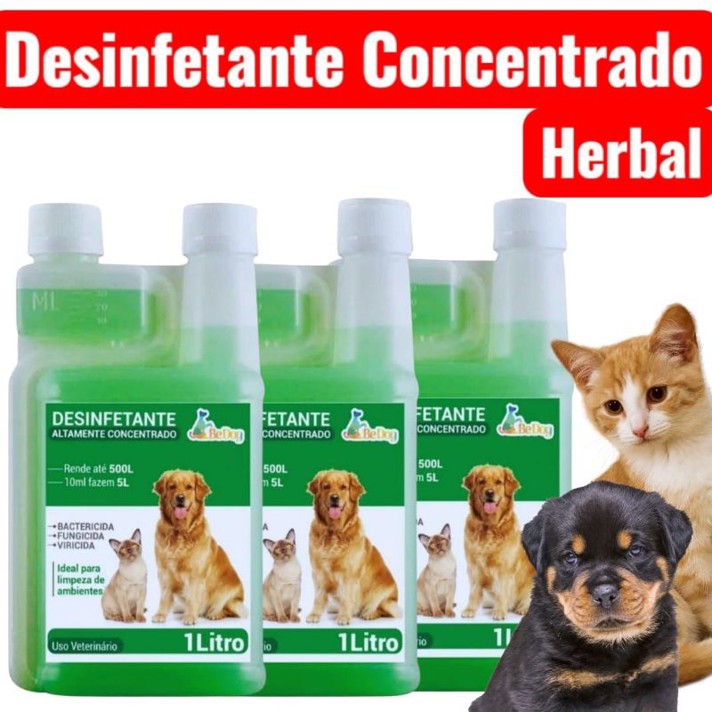 Kit 3 Desinfetantes Pet Super Concentrado - 1L Cada – Herbal - Be Dog