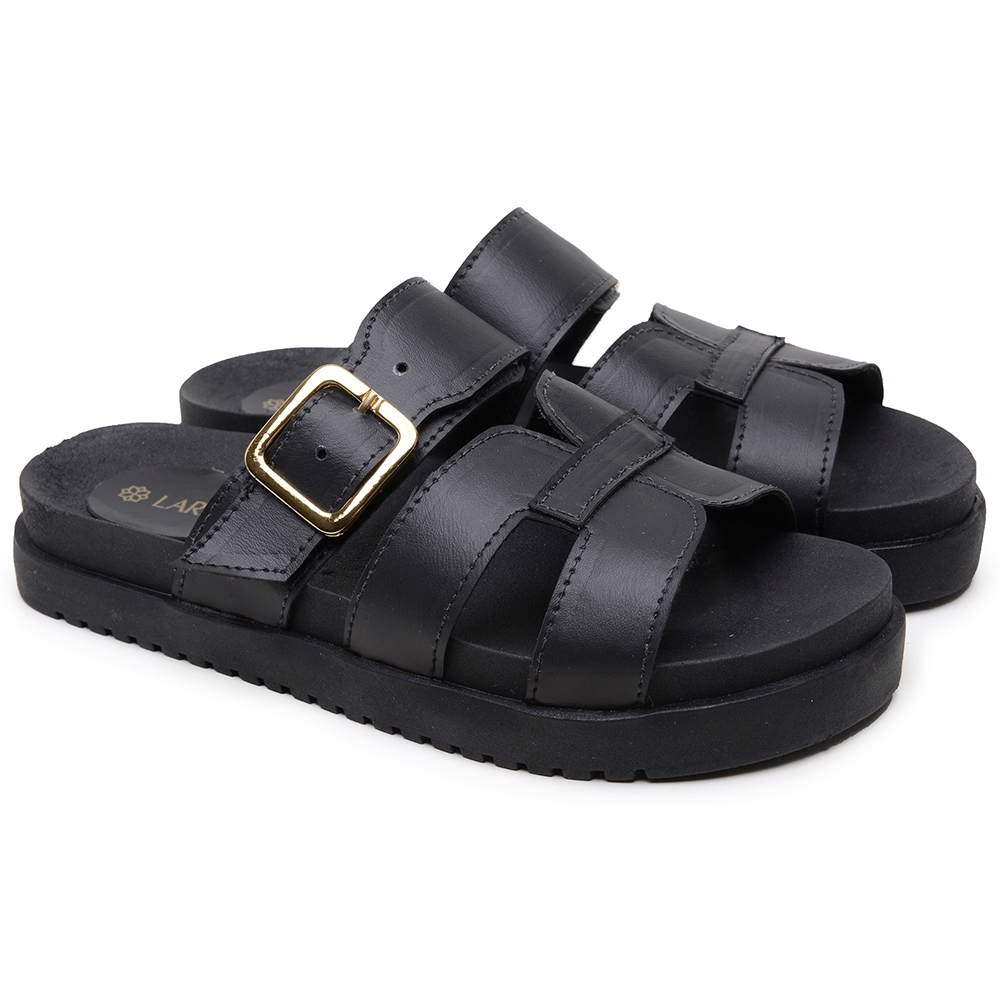 Sandália Feminina Papete Conforto Birken Flat Tiras Fivela Tratorada Rasteirinha Laretto Calce Fácil
