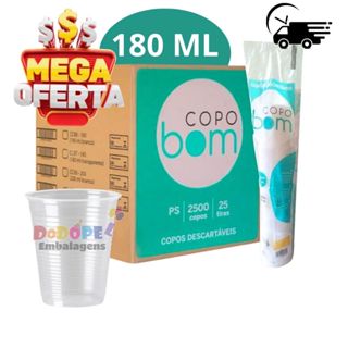 Copo Descartável Copo Bom 180 Ml Branco / Transparente 25 Tiras com 2500 Copos  Econômico e Baixo Custo em Oferta na Shopee