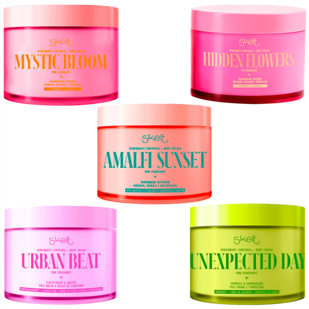 Skelt Hidratante Corporal Body Cream 200g Amalfi Sunset, Urban Beat ou Unexpected Day HIDDEN FLOWERS