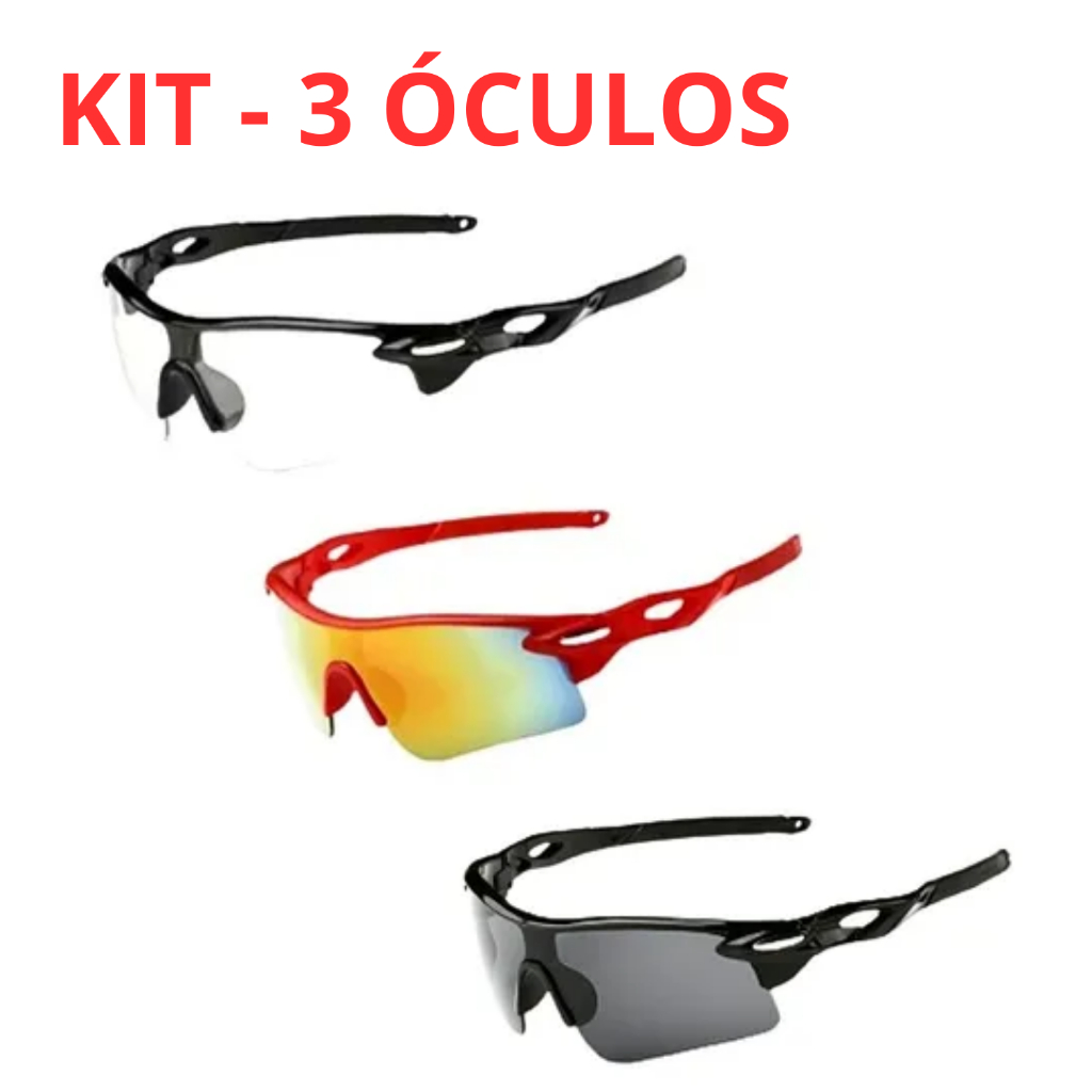 Óculos de Ciclismo Proteção UV 400 MTB Esportivo Espelhado / Bike Corrida Ciclista kit