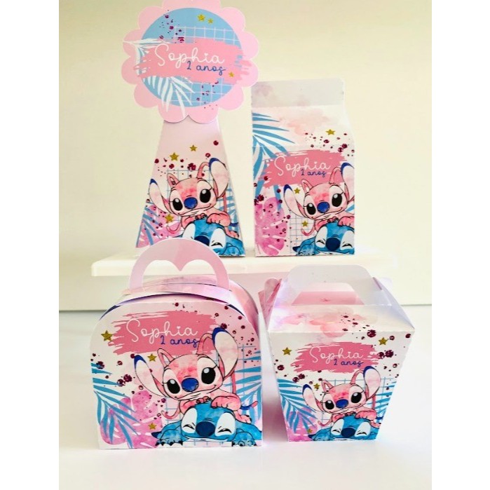 kit Personalizado Angel e Stitch Pegue e Monte- Lembrancinha Angel e Stitch- caixinhas personalizadas Angel e Stitch