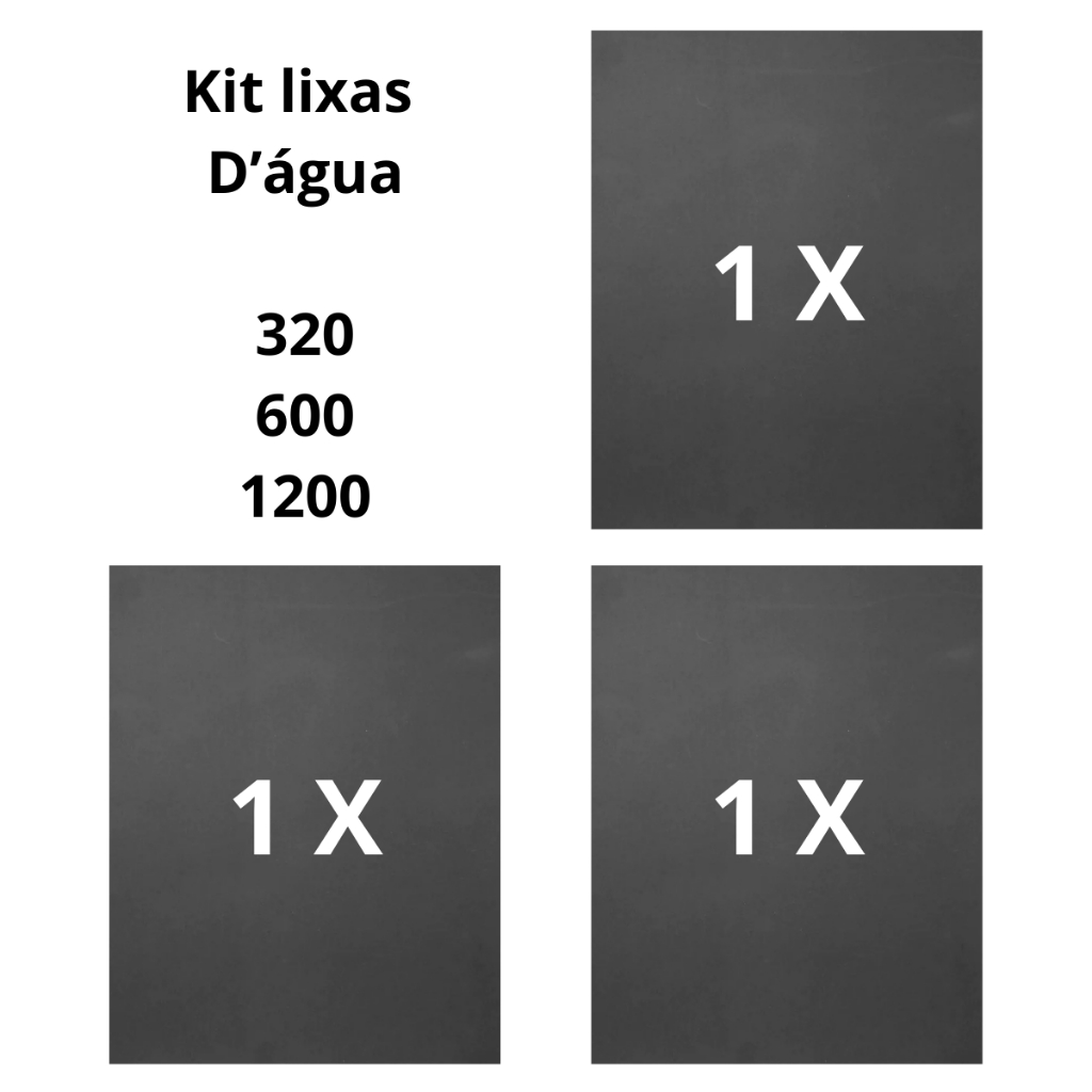 Lixa 320 600 1200 kit 1 à 5 folhas de cada D'água Grão Lixamento Acabameto Polimento Plásticos Metal