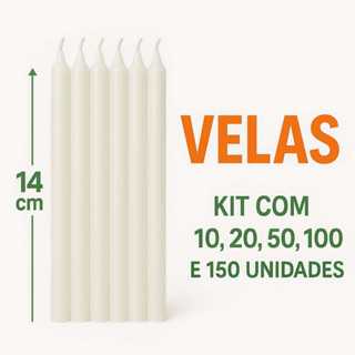 Kit 100 Velas 14 cm Palito Branca Parafina Pura em Oferta na Shopee