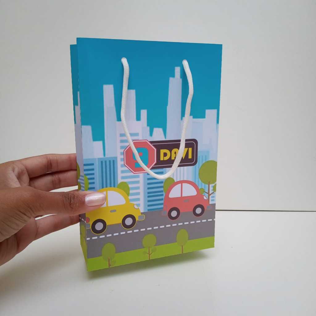 Sacolinha Personalizada Carrinhos /Lembrancinha para Festa /Aniversário