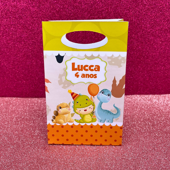 Sacolinha personalizada para lembrançinha de aniversário DINO BABY DINOSSAUROS (PEGUE E MONTE)