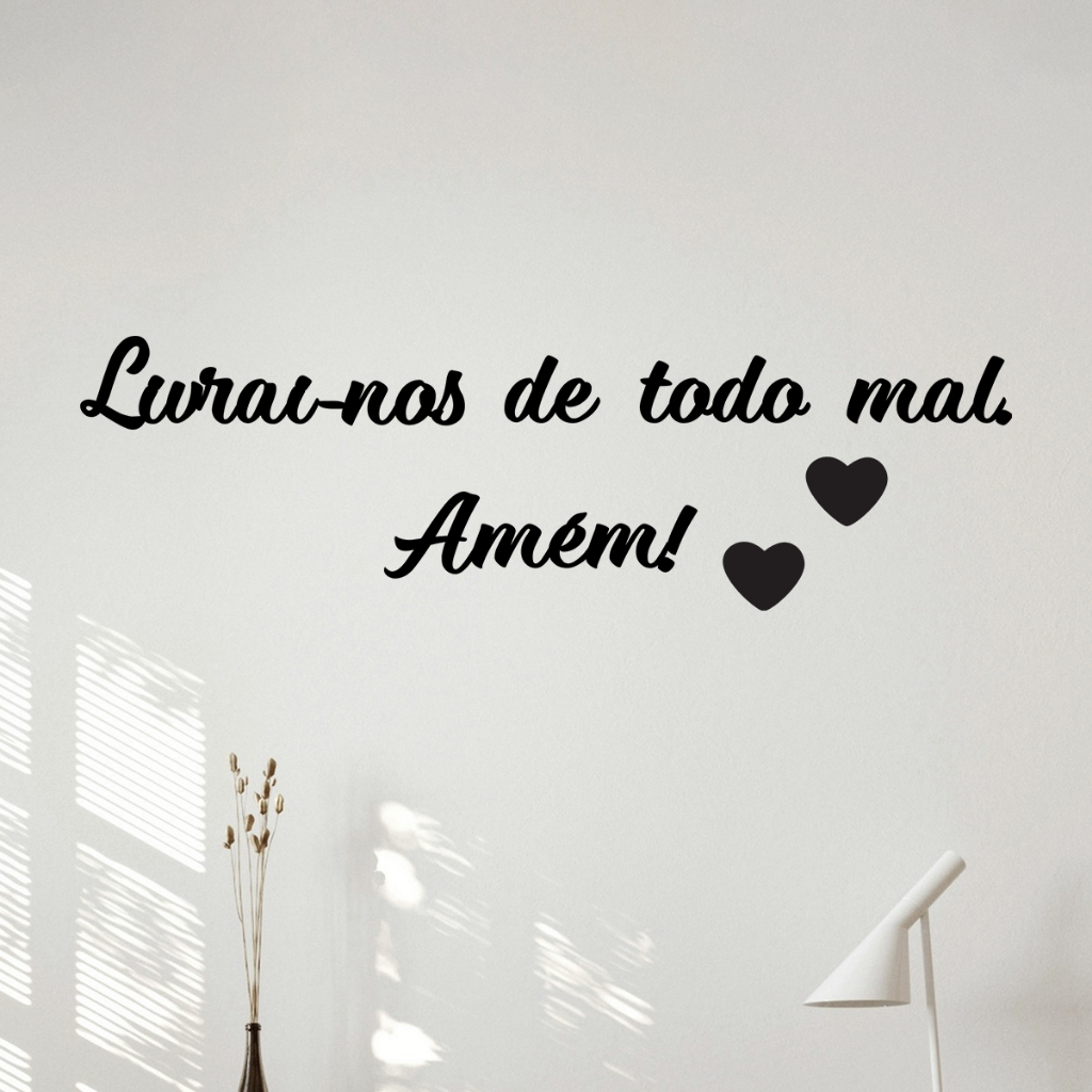 Quadro Decorativo Frase Livrai-nos de Todo Mal Amém MDF Preto Fosco em Oferta na Shopee