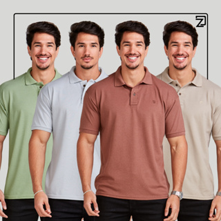 Kit 4 Camisas Polo Masculina Piquet Premium