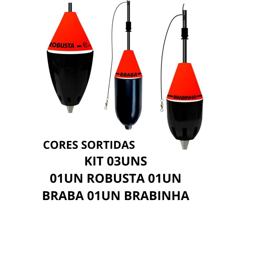 KIT 3 BOIAS CEVADEIRAS JR PESCA – BRABA 47G, BRABINHA 38G, ROBUSTA 65G 🐟🎣 Cores Sortidas