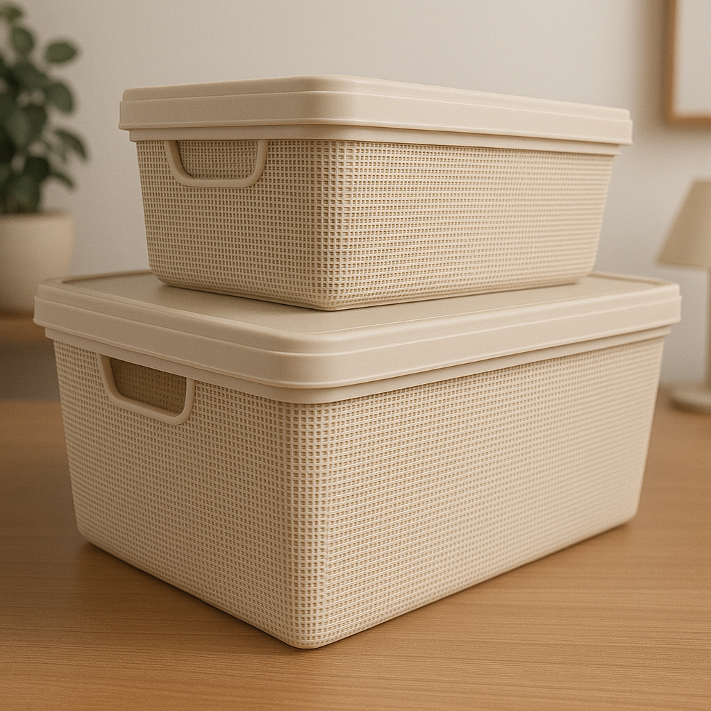 Kit 2 Caixa Organizadora com Tampa Cesto Grande em Plástico 5 L 15 L em Oferta na Shopee