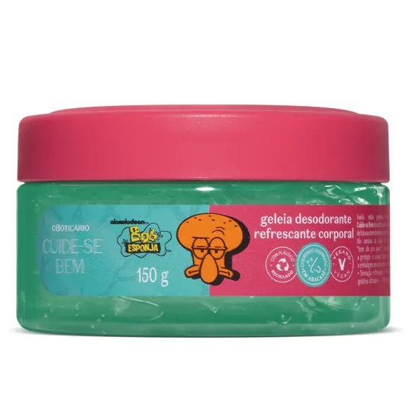 Geleia Desodorante Refrescante Corporal Bob Esponja, Lula Molusco - oBoticário, 150g - Envio Rápido