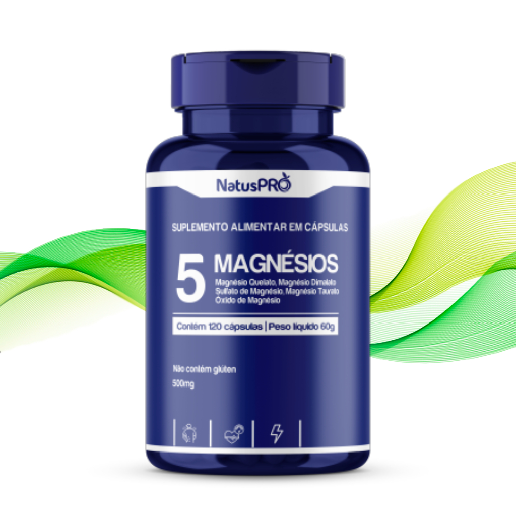 Suplemento 5 Magnésios 500mg 120 Cápsulas (Quelato + Dimalato + Citrato + Taurato + Óxido) - NatusPro em Oferta na Shopee