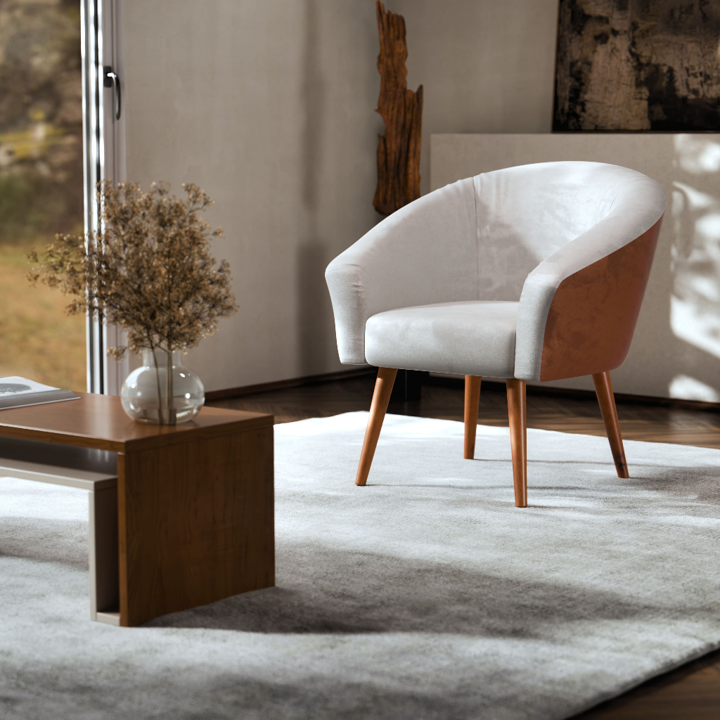 Poltrona Decorativa Lérida Sala de Estar Estofada Pés Palito Madeira Moderna Confortável em Oferta na Shopee