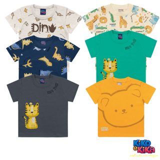 Camisa manga curta infantil Camiseta Kiko e Kika Dinossauro P,M, G em Oferta na Shopee