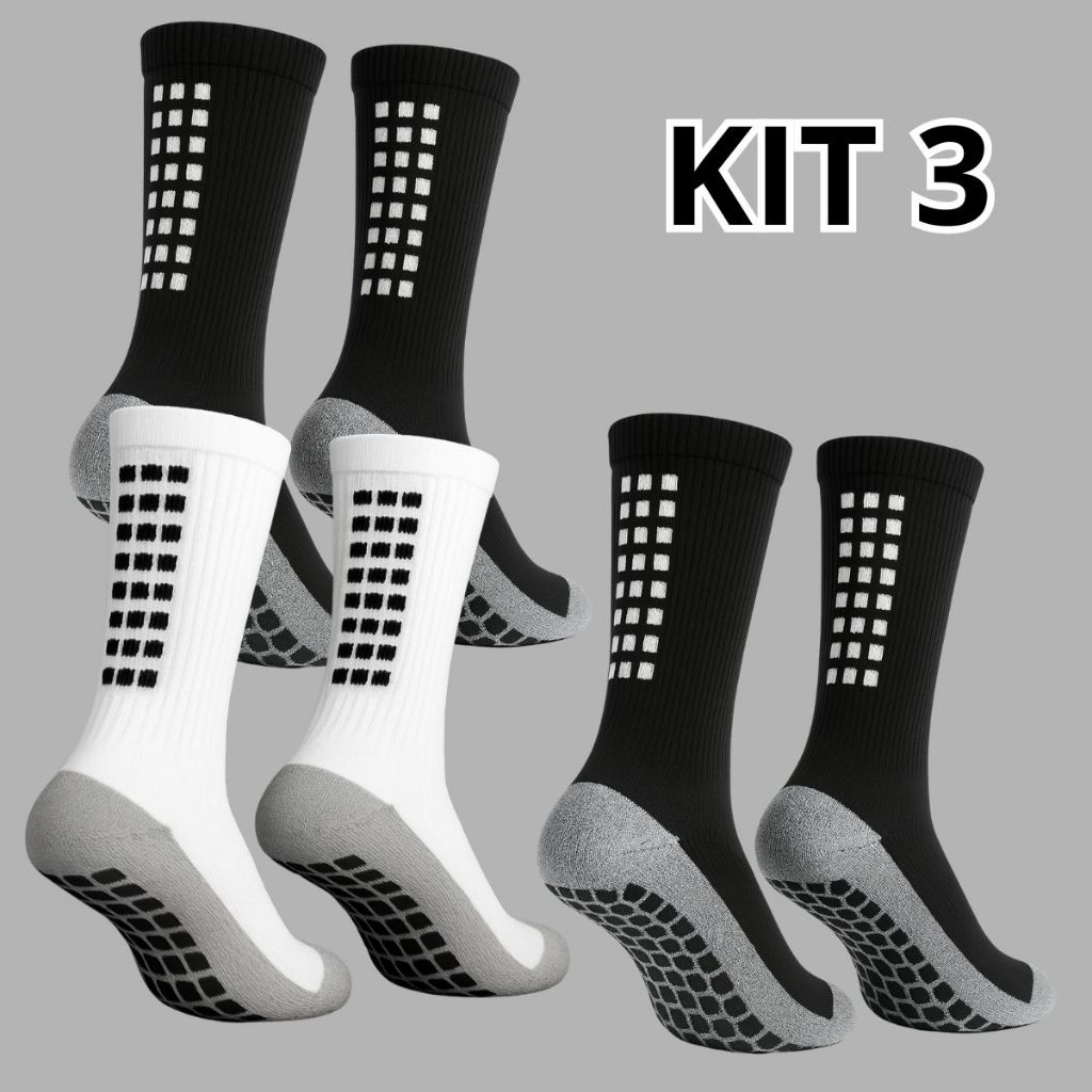 Kit 3 Pares De Meias Esportivo Respirável Antiderrapante Conforto E Estabilidade em Oferta na Shopee