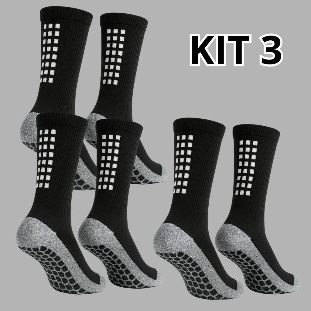 Kit 3 Pares De Meias Antiderrapantes Respiráveis Esportiva Conforto E Estabilidade