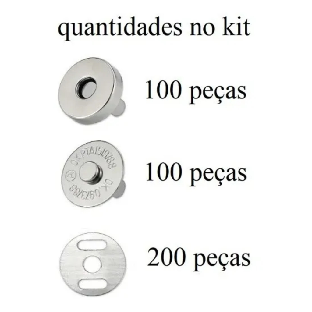 Botao ima fecho bolsa magnetico 14mm kit 100und