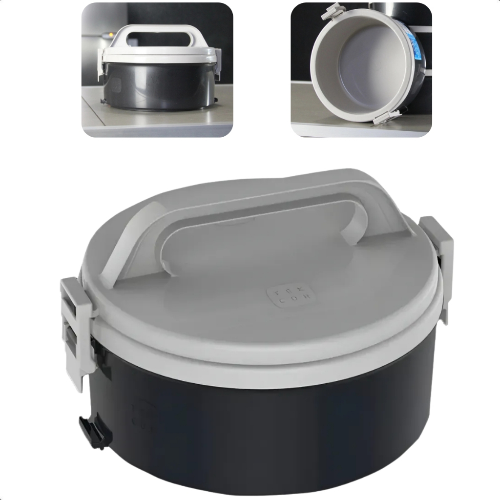 Marmita Térmica De 1,5 Litros Preta Tekcor Sem Divisória Com Trava Soprano