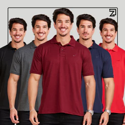 Kit 5 Camisa Polo Masculina Básica Varias Cores