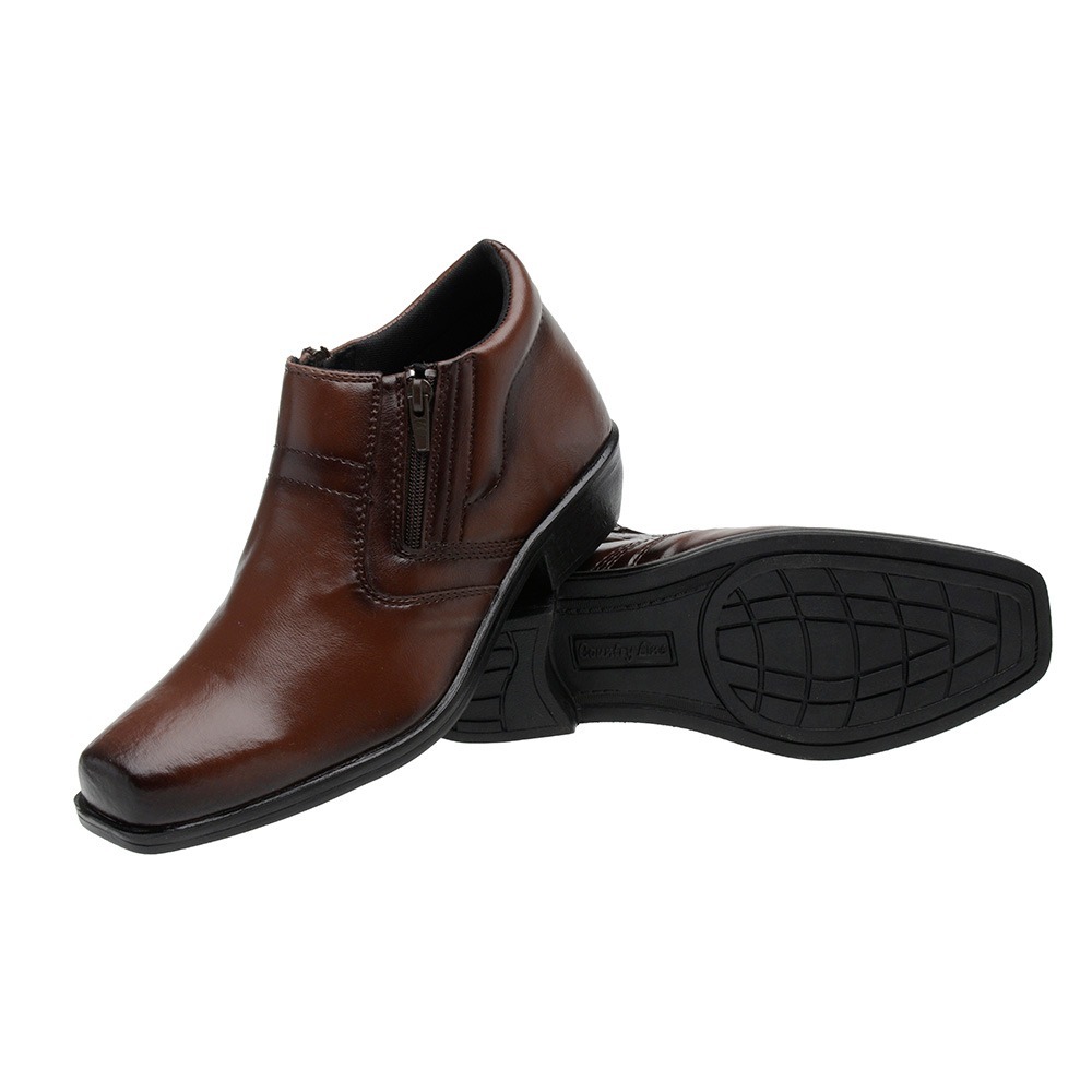 Bota Masculina Social Couro Sintético com Zíper Lateral