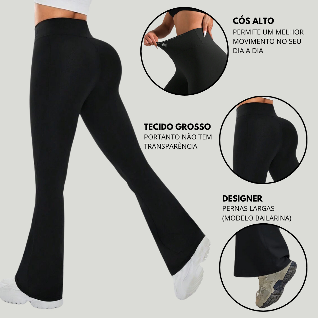 Calça Flare Legging Tecido Grosso Modelo Boca de Sino Cintura Alta Empina Bumbum em Oferta na Shopee