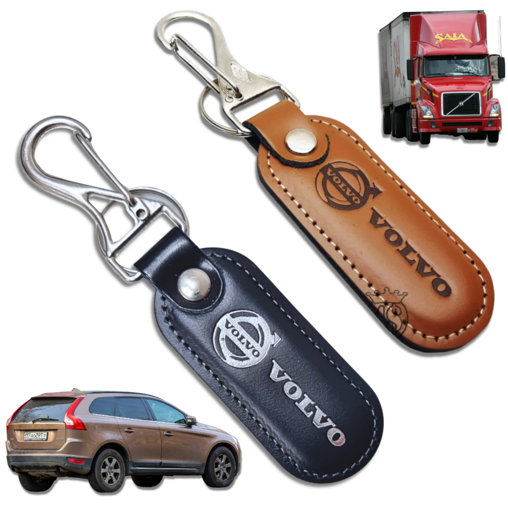 Chaveiro Volvo Couro Carro Caminhão Mosquetão Acessório Automotivo