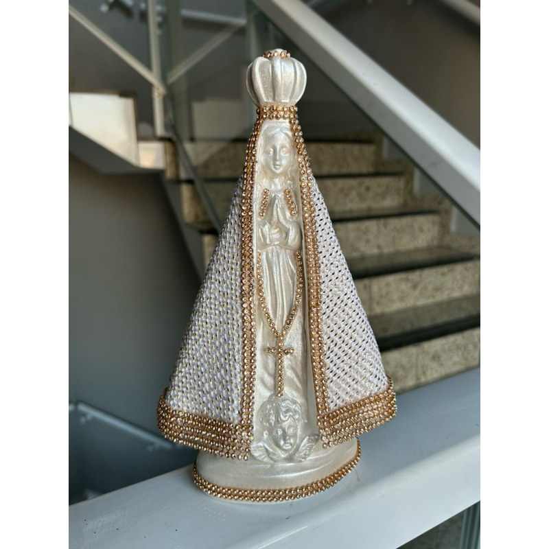 Nossa Senhora Aparecida 25cm branca/presente casamento/ convite casamento/manto branco/ imagem para casamento