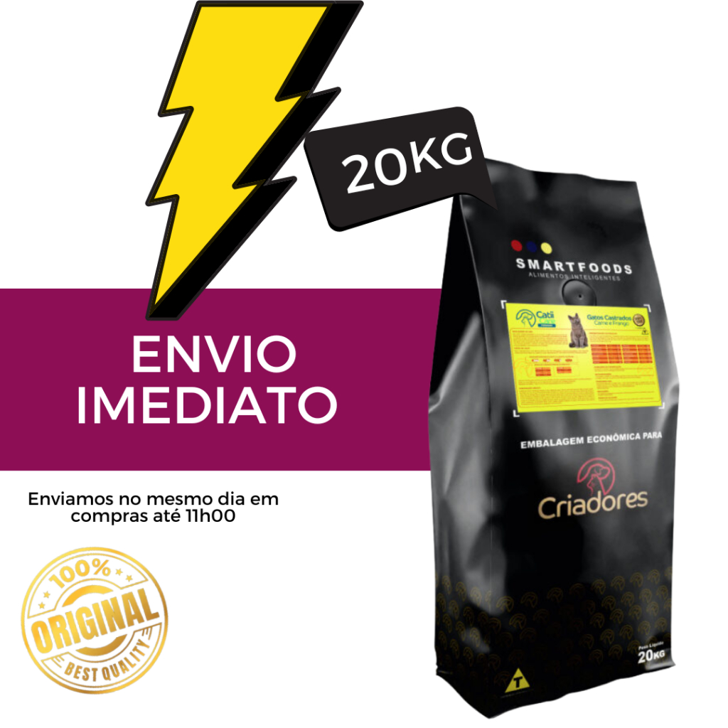 Ração p/gatos castrados Catii Care Premium Gatos Castrados Carne/frango 20kg - Envio imediato