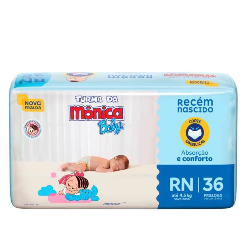 Fralda RN Turma da Mônica c/36 un Recém-Nascido até 4,5kg em Oferta na Shopee
