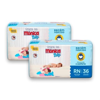 Kit 2pacotes Fralda RN Turma da Mônica 36un cada - Total 72un em Oferta na Shopee