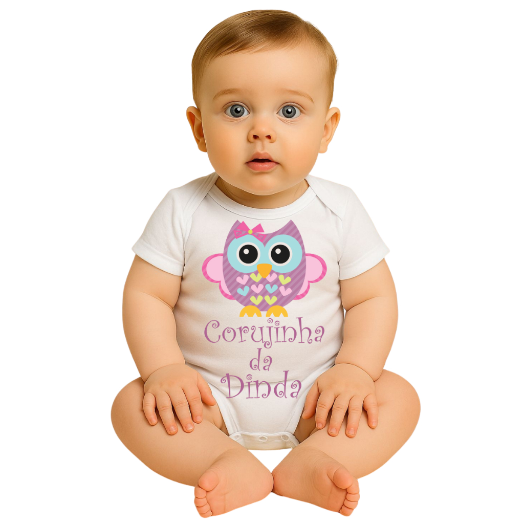 Body Bebê Personalizado Frases Eu Amo Dinda Dindo Madrinha Padrinho Coruja Tesouro Diva Malha Antialérgica Com Elastano