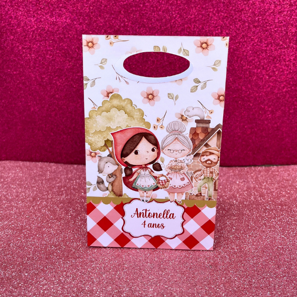 Sacolinha personalizada lembrançinha de aniversário CHAPÉUZINHO VERMELHO ERA UMA VEZ (PEGUE E MONTE)