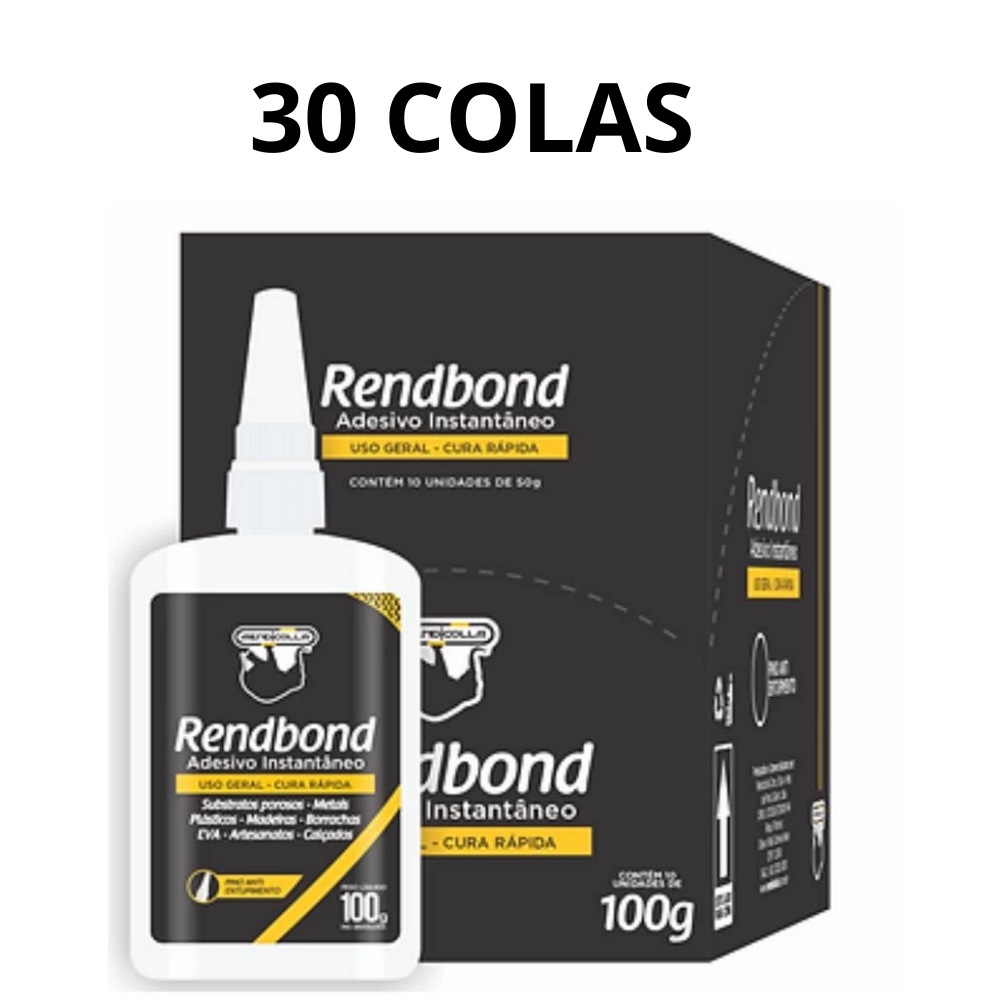 30 Colas Instantânea Caixa Rendbond 100g Melhor Preço em Oferta na Shopee
