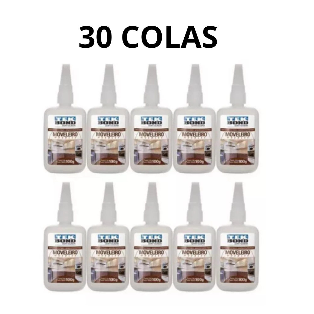 Kit C/30 Cola Adesivo Instantâneo Moveleiro 100g Tekbond Original em Oferta na Shopee