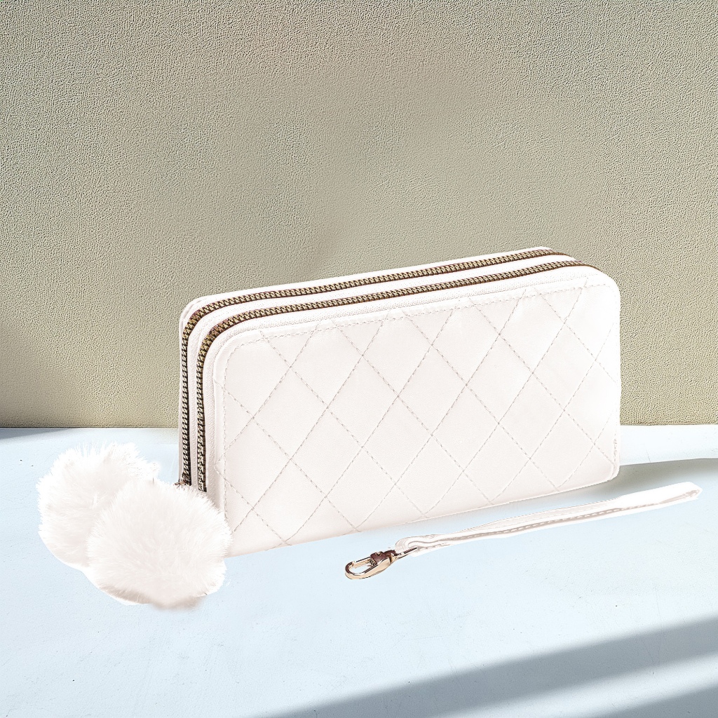 Carteira feminina com 2 zíper grande lt665 em Oferta na Shopee