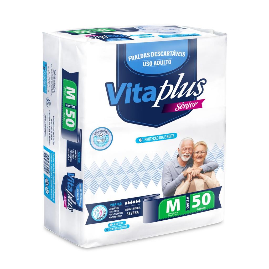FRALDAS VITA PLUS SENIOR HIPER M (50 UNIDADES) NOVA EMBALAGEM em Oferta na Shopee