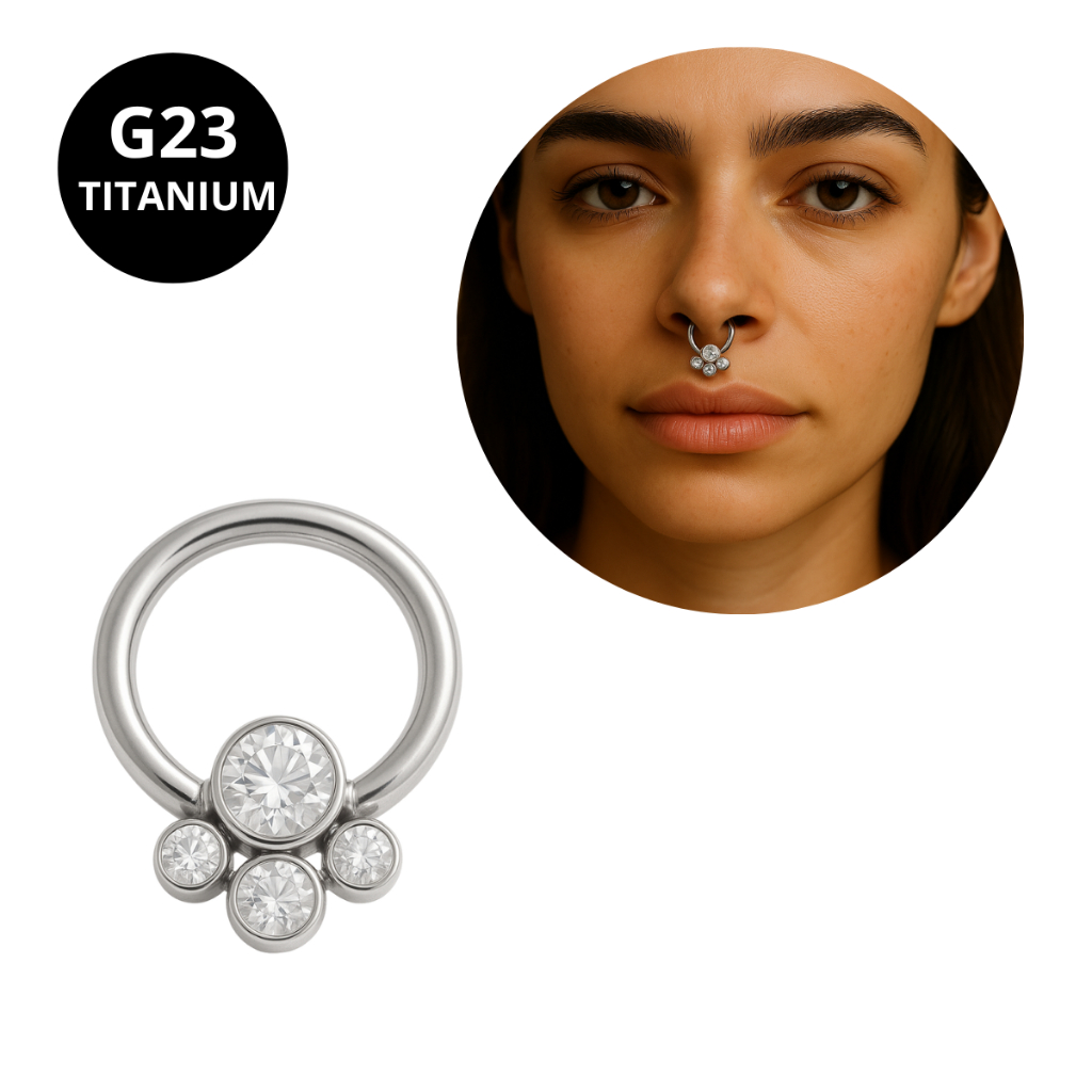 Piercing Captive Zircônias 8mm Orelha E Septo Titanio Prateado Hélix Orelha Indiano
